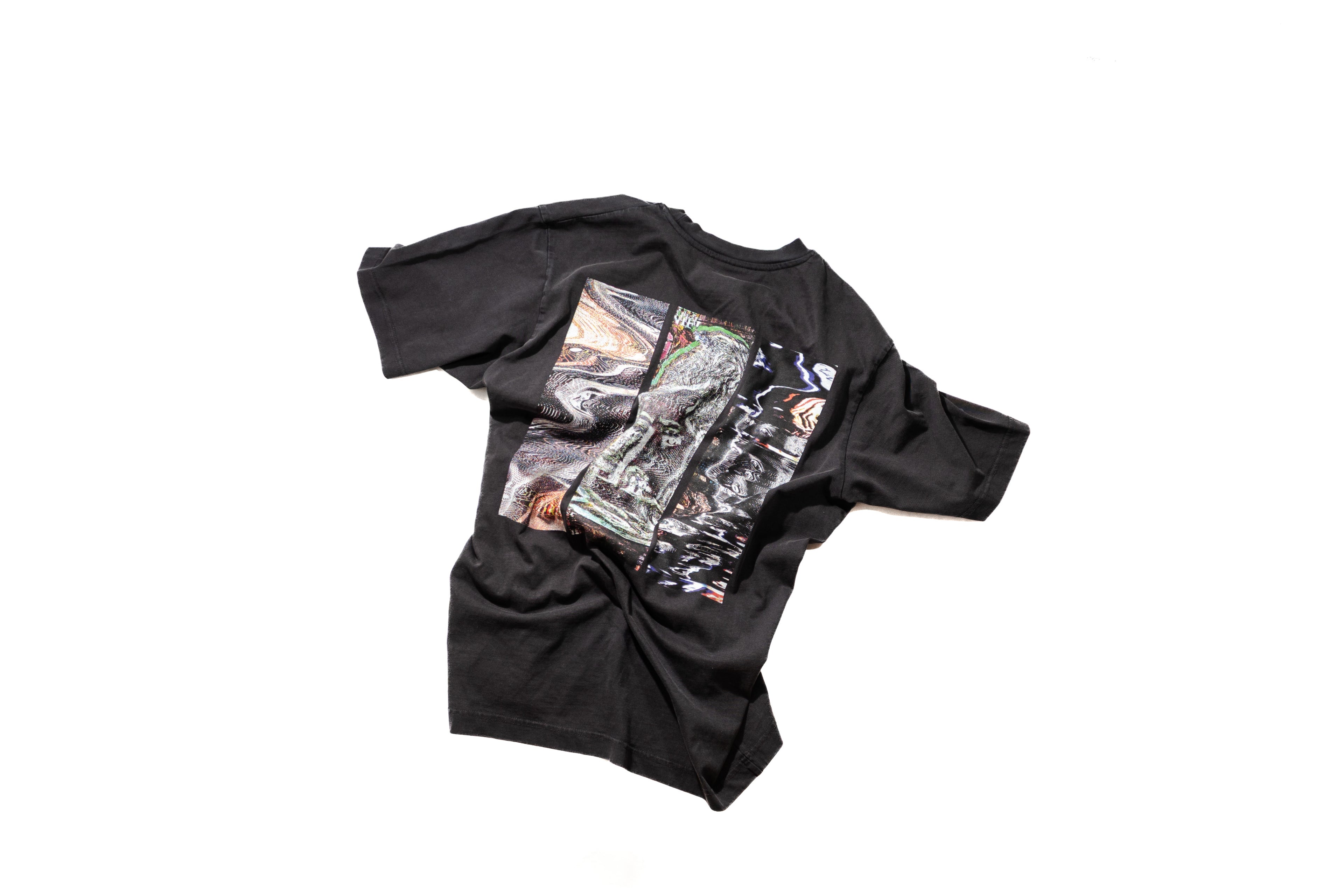 AnyOtherTee No.1 100% organic cotton in vintage black wash with DTG print and embroidered logo